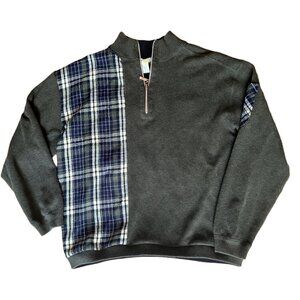 Upcycled quarter zip flannel sweater
